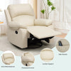 YITAHOME Oversized Rocker Recliner Chair with Heat and Massage, Lazy Boy Recliner with Overstuffed Armrest, Rocking Function and Side Pocket, Faux Leather Manual Reclining Chair for Living Room,Biege2
