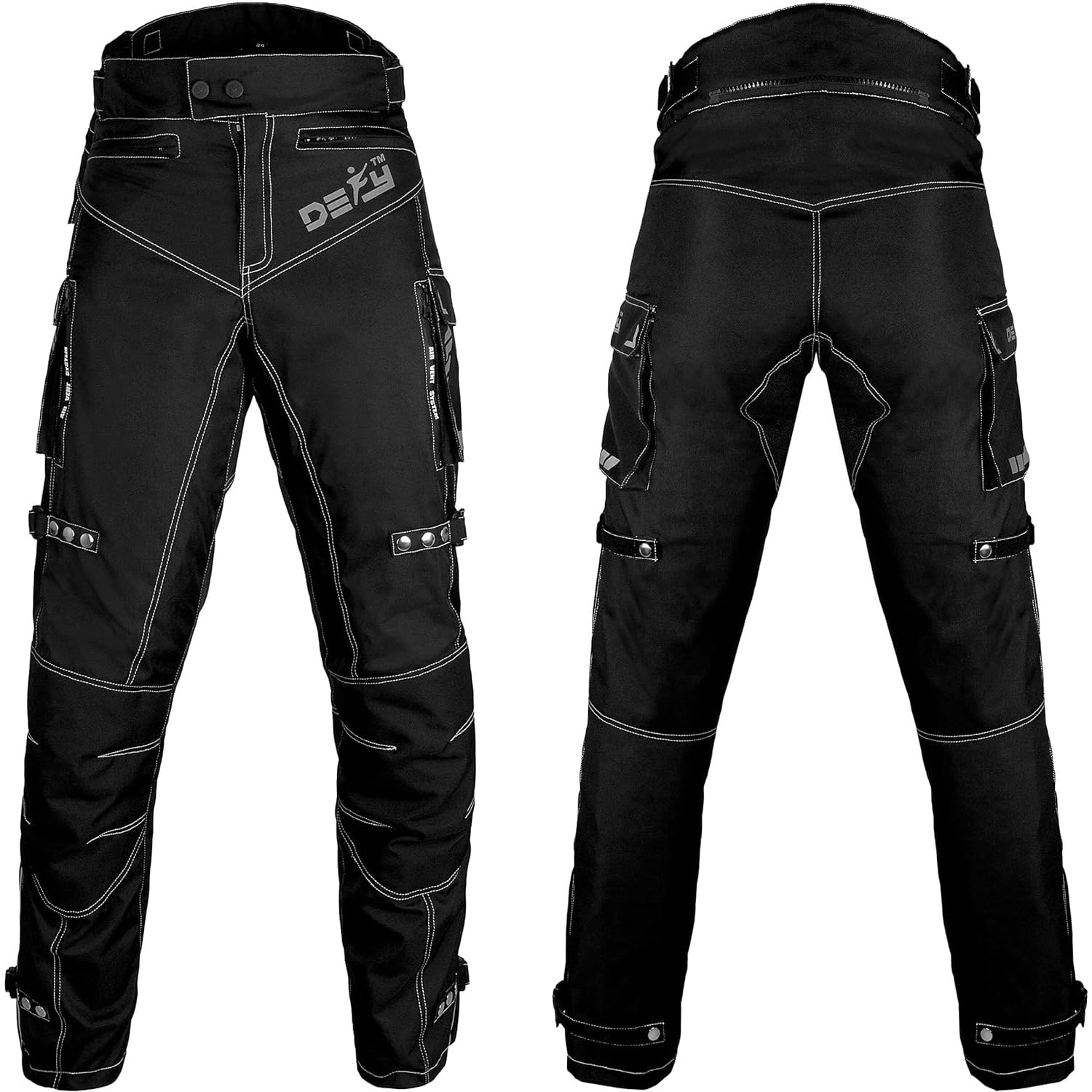 Motorcycle Pants for Men Dual Sport Motorbike Pant Waterproof, Windproof Riding Pants All-Weather with Removable CE Armored - Waist 38"- Inseam 32 Black