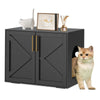 GarveeHome Cat Litter Box Enclosure, Hidden cat Litter Box Furniture with with 2 Doors and Pads, Wooden Kitty Litter Box Cabinet Furniture (Black, 1 Room)