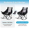 Swonder Oversized Rocking Camping Chair with Innovative 2-in-1 Removable Seat Cushion for All Seasons, Fully Padded Folding Outdoor Chair with Headrest and Carry Bag