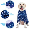 LovinPet Large Dog Outfit, Dog Onesie for Surgery, Large Breed Dog Pajamas, Lightweight Navy Whale Print, Pet Pajamas for Dogs, UV Protection Shirt for Dogs, Pitbull Clothes,Blue, L