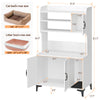 GarveeLife Litter Box Enclosure with Shelves, Cabinet, Hidden Cat Box Furniture, Scratching Mat, Wood Sturdy Washroom Storage, Indoor House, White