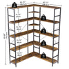 GarveeHome Bookcases and Bookshelves,5-Tiers Corner Bookcase with Curved Panels,Corner Shelf L-Shaped Book Shelves Display Storage Rack with Metal Frame for Living Room Home Office, Rustic Brown