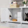 Large Litter Box Enclosure with Shelves, 52'' Hidden Cat Kitty Litter Furniture Corner Cats Bookshelf for Living Room, Bedroom, Cat Box Enclosure Cabinet with Scratch Pad White