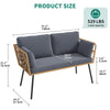 YITAHOME Wicker Outdoor Loveseat, All-Weather Patio Sofa for Balcony, Backyard, Pool, Porch, Deck, Outdoor Sectional Furniture Set with Table & Cushions - Grey