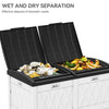 YITAHOME 76 Gallon Dual Compartment Outdoor Trash Can, Resin-Based with Layered Lid and Drip Tray, Waterproof Garbage Bin, Black + White