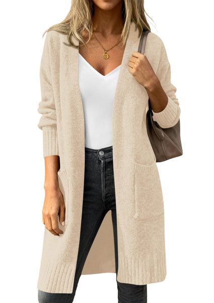 PRETTYGARDEN Women's Long Oversized Cardigans 2026 Fall Trendy Long Sleeve Open Front Chunky Sweater Knit Winter Clothing (Apricot,Small)