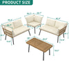 YITAHOME 4 Pieces Patio Furniture Set, Outdoor Wicker Woven Conversation Sectional L-Shaped Sofa with 5 Seater for Backyard, Porch, Boho, Detachable Lounger with Side Table - Beige