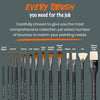 Professional Paint Brushes Set. Artist Paint Brush for Oil, Acrylic Painting on Canvas, Watercolor, Gouache. 15pc Travel Bag Brush Holder