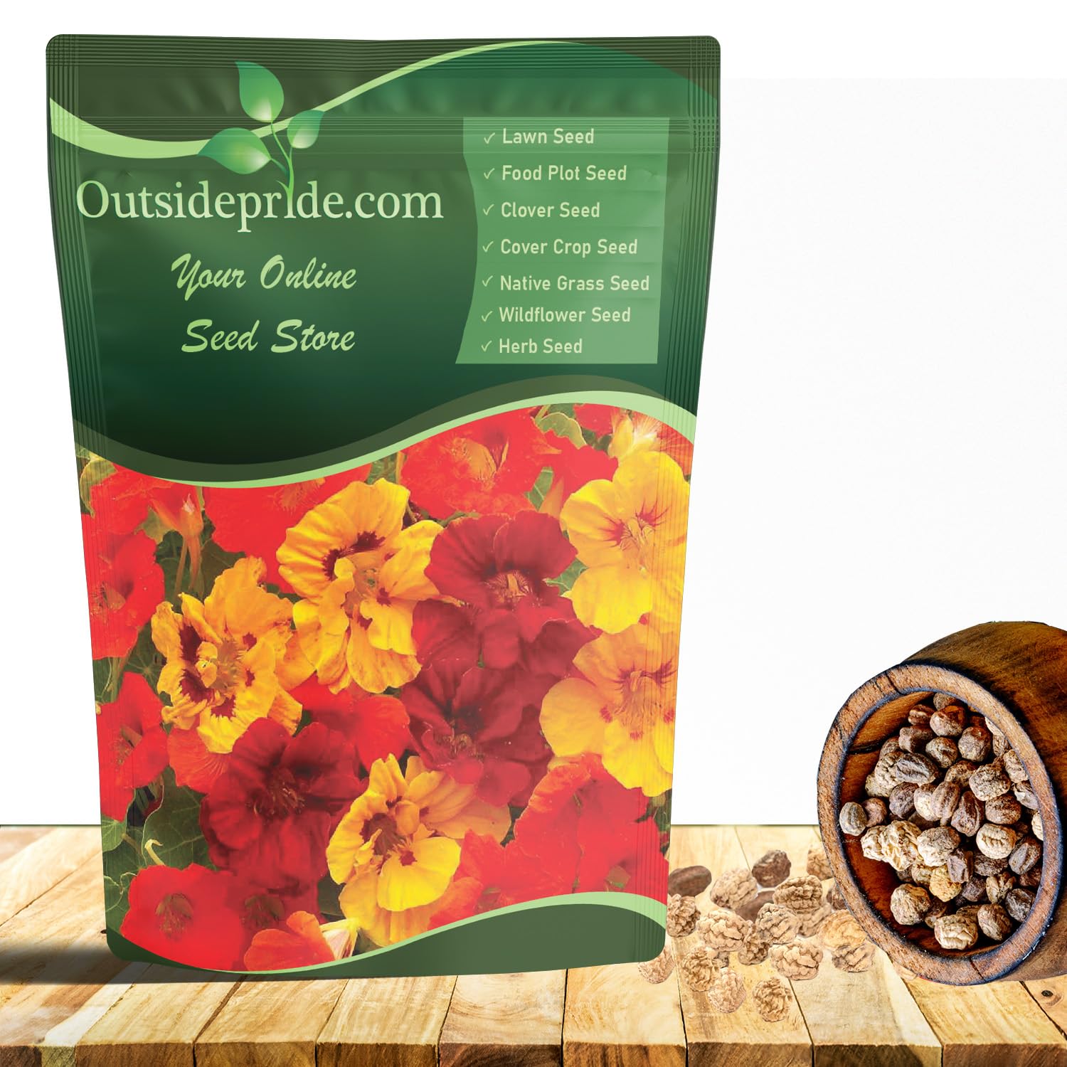 Outsidepride Jewel Mix Nasturtium Seeds - 1/4 lb. Annual, Easy to Grow & Versatile, Flower Seeds for Planting Vibrant Blooms, Ideal for Gardens, Borders, and Pollinator Gardens