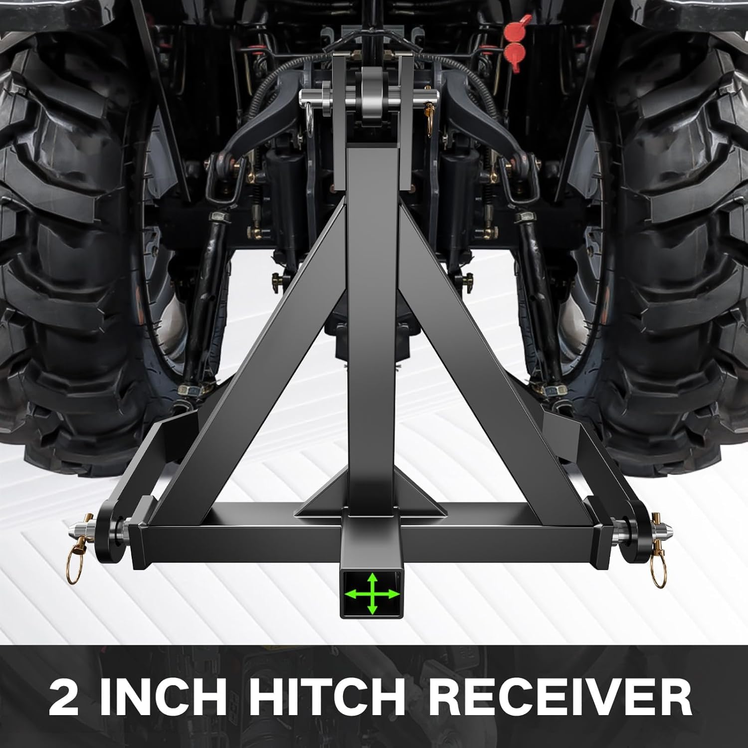 KYBOLT 3 Point Trailer Hitch with 2" Receiver for Category 1 Tractor Drawbar Hitch Adapter for Kubota, BX, LM25H, WLM Tractor, NorTrac, Yanmar, Kioti, Cat, Obsidian (3 Point Hitch-Black)