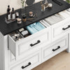 DWVO Farmhouse Wooden Dresser TV Stand with Power Outlet, 6-Drawer Dresser with Large Storage Drawers and Bar Handles, Ideal for Living Room, Hallway, 47.2