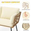 DWVO 2 Pieces Patio Furniture Set, All-Weather Wicker Rattan Loveseat with Thick Cushions & Table, Outdoor Conversation Set for Patio, Balcony, Backyard, Deck, Poolside