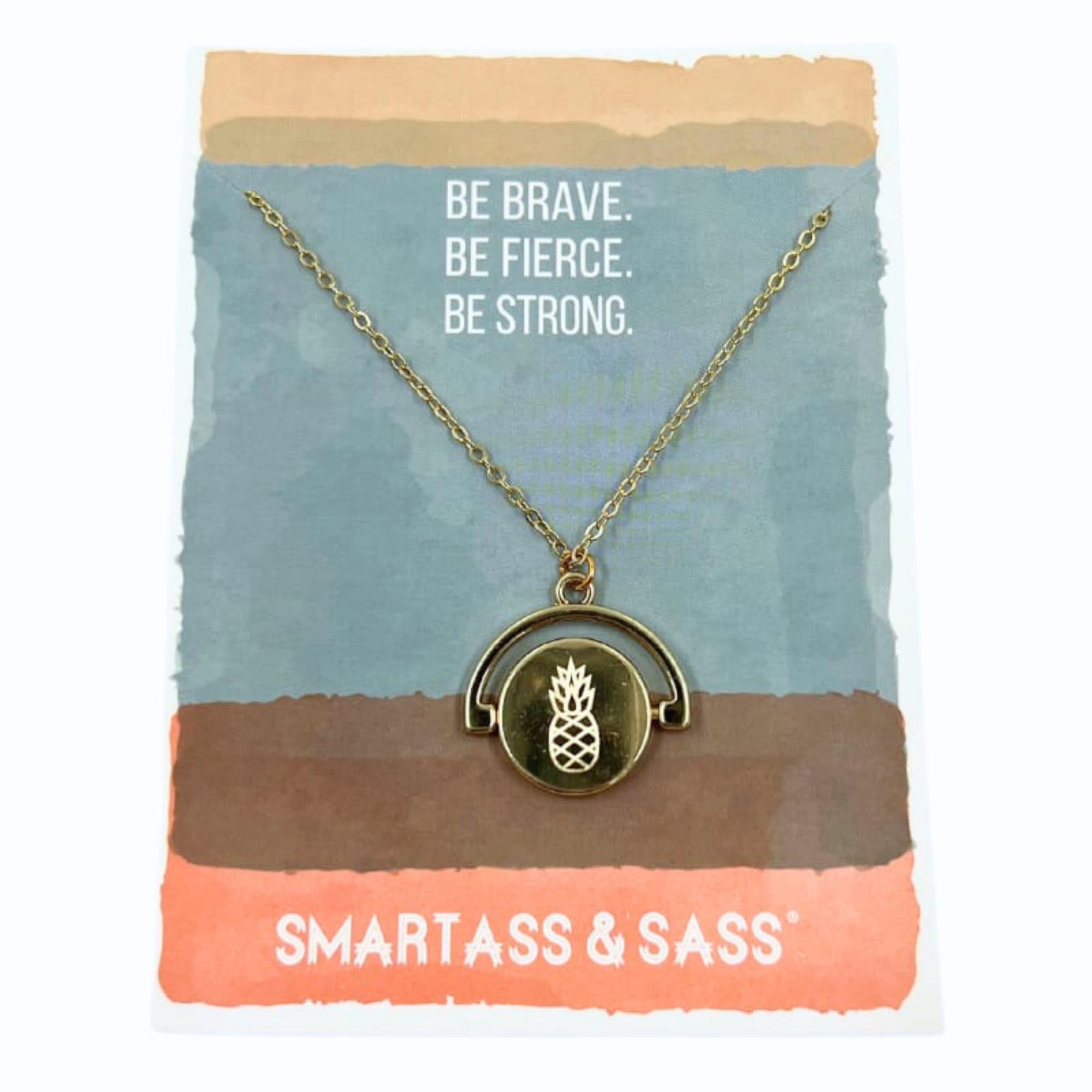 Smartass & Sass Gold Spinning Fidget Necklace – Pineapple-Inspired Motivational Jewelry – Funny Anxiety Relief Necklace – Stylish Fidget Pendant for Stress & Focus