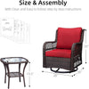3-Piece Outdoor Wicker Rattan Swivel Rocking Chair Set with Armored Glass Side Table & Premium Cushions - 360° Swivel Patio Furniture for Backyard, Porch, Deck, Balcony, Garden, Rust
