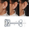 YODEWA Moissanite Stud Earrings for Women 925 Sterling Silver Hypoallergenic Flat Back 1 Pair DEF Color Lab Created Brilliant Round Moissanite Earrings (Silver 3CT)