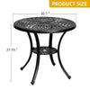 DWVO 30 Inches Round Patio Dining Table with Umbrella Hole, Antique Cast Aluminum Outdoor Bistro Table Outdoor Side Table for Backyard, Garden, Patio, Porch, Black