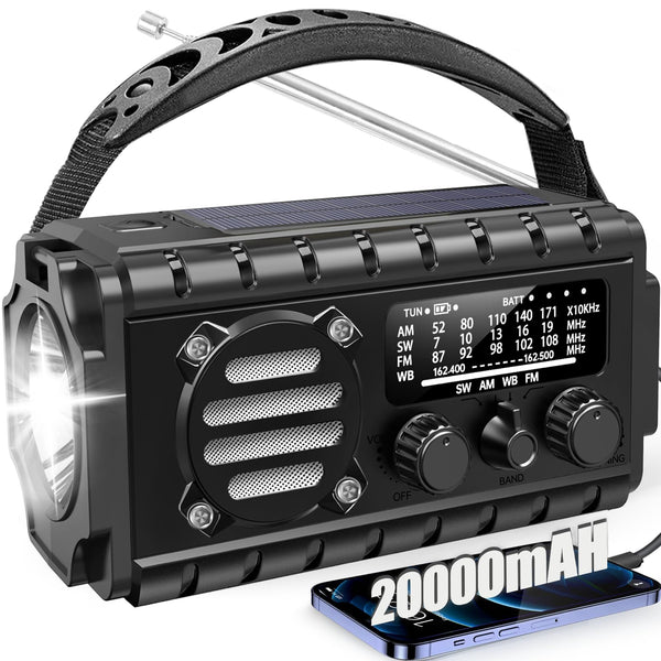 TFTDOUP Emergency Radio Hand Crank Solar, AM/FM/SW NOAA Weather Radio Built-in Flashlight, Reading Light,SOS, Compact & Portable for Camping/Emergencies