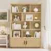GarveeHome 5 Tier Bookshelf, Boho Bookcase with Rattan Doors, Wooden Bookcase and Bookshelf with Storage, Tall Book Stand, Large Bookshelf for Living Room, Bedroom, Home Office, Kitchen