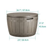 YITAHOME 33 Gallon Round Deck Box, Outdoor Storage Box for Patio Furniture,Patio Table for Cushion, Pool Accessories, Waterproof Resin & Easy Assembly & Lightweight, Light Brown