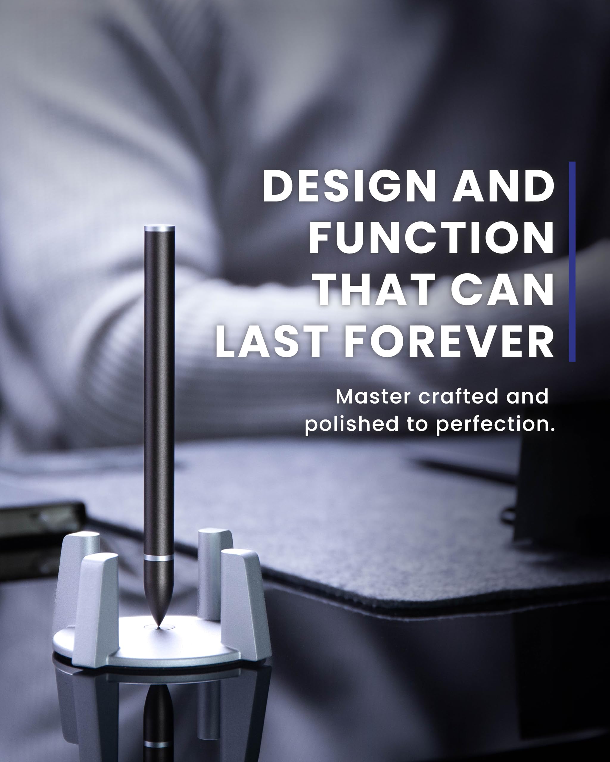 novium Hoverpen - Luxury Pen for Men & Women, Vertically Standing Executive Ballpoint Pen with Top Grade Free-Flowing Ink Refill, Metal Made, Unique Gifts, Luxury Pen for Men, Mens Gifts Ideas
