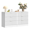 DWVO 6 Drawer Dressers, High Gloss White Dressers Drawers with Fluted Panel, Wide Versatile TV Stand Cabinet Table for Kitchen and Office, White