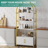 GarveeHome Gold Bookshelf, Arched Book Shelf with Studry Metal Frame and Quality Board, Modern Bookcase with 4-Tier Open Shelves for Living Room, Bookshelf with Doors Storage,71.5
