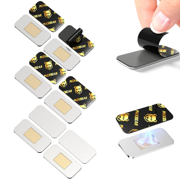 PHIXBEAR 6 Pack Invisible Magnetic Cabinet Catches, Stainless Steel with Super-Strong Adhesive, Drill-Free Installation for Drawers, Wardrobes, Kitchen & Bathroom