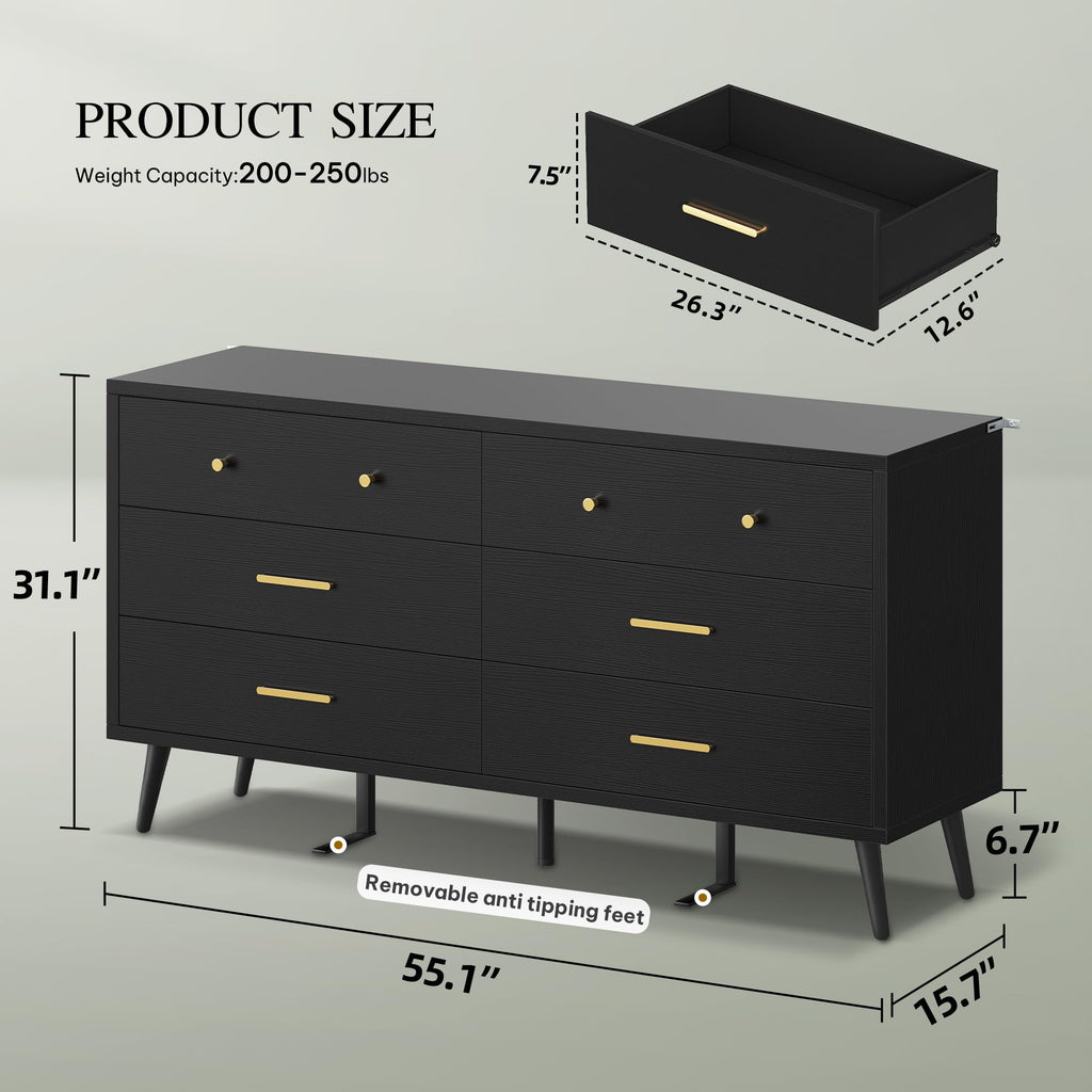 black 6-drawer dresser under $200 South Shore Step One 6-Drawer Pure Black Dresser 3107010