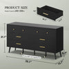 DWVO Black 6-Drawer Dresser with Black Metal Handles, Anti-Tip Design, and Double Storage Cabinet for Entryway - 15.7