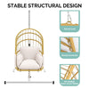 YITAHOME Hanging Egg Chair with Stand, Rattan Wicker Swing Egg Chair with Cushion, 370lbs Capacity, Foldable Hanging Basket Chair for Porch, Garden, Bedroom, Balcony - Beige