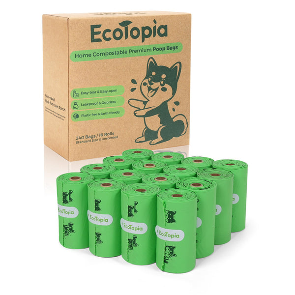 Biodegradable Poop Bags for Dogs,240 Compostable Dog Waste Bags Rolls,Eco-Friendly,Extra Thick,Leakproof,Tear-Resistant,Unscented,Plant-based,ASTM D6400 & EN 13432 Compliant,Light Green