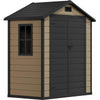 DWVO 6.2x3.4 FT Outdoor Resin Storage Shed with Floor, All-Weather Bike Storage Shed with Lockable Door, Window and Vent, Waterproof Plastic Tool Storage for Garden, Backyard, Patio, Lawn, Brown