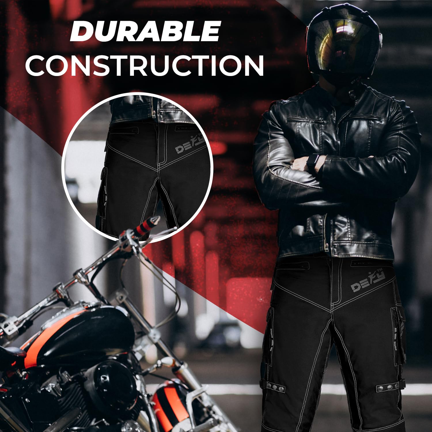 Motorcycle Pants for Men Dual Sport Motorbike Pant Waterproof, Windproof Riding Pants All-Weather with Removable CE Armored - Waist 38"- Inseam 32 Black