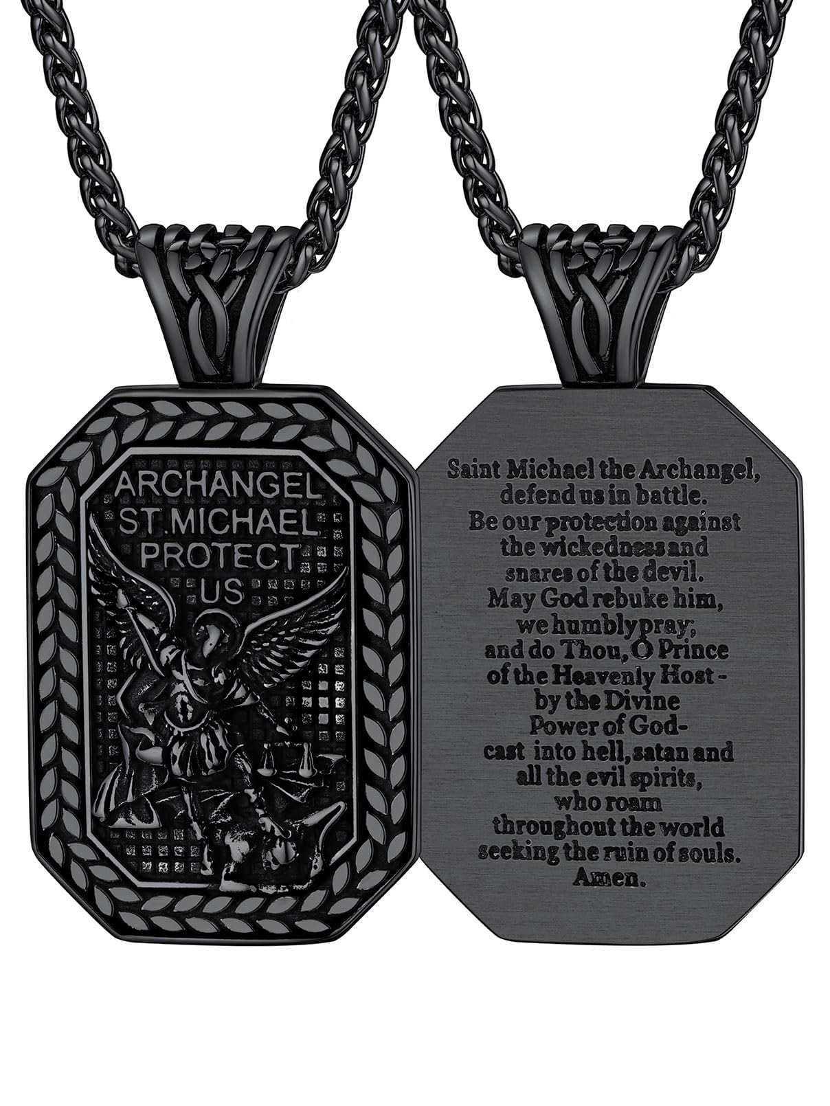 FaithHeart St. Michael Medal Necklace Catholic Dog Tag Pendant Masculine Protective Jewelry High Polished Tarnish Resistant