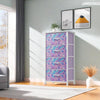 GOOBED Dresser with 4 Drawers - Storage Tower Unit, Dresser for Room, Living Room, Closets - Sturdy Steel Frame, Wooden Top & Easy Pull Fabric Bins, Tie-dye Purple
