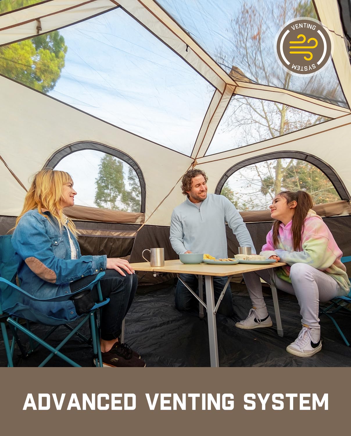 FanttikOutdoor Zeta C6 Pro Max Instant Cabin Tent 6 Person Camping Tent Setup in 60 Seconds with Rainfly & Windproof Portable with Carry Bag for Family Camping & Hiking, Upgraded Ventilation, Khaki