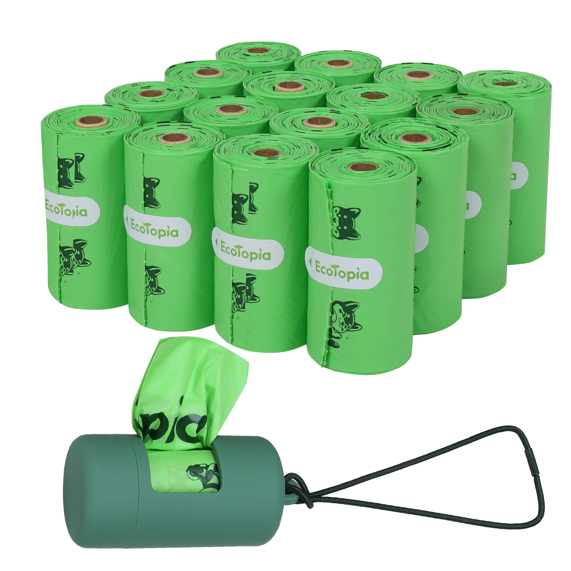 Extra 20% Thicker Dog Poop Bags and Recyclable Poop Bags Dispenser,ASTM D6400 & EN 13432 Compliant Dog Waste Bags,Extra Thick&Leakproof,240Bags,Light Green