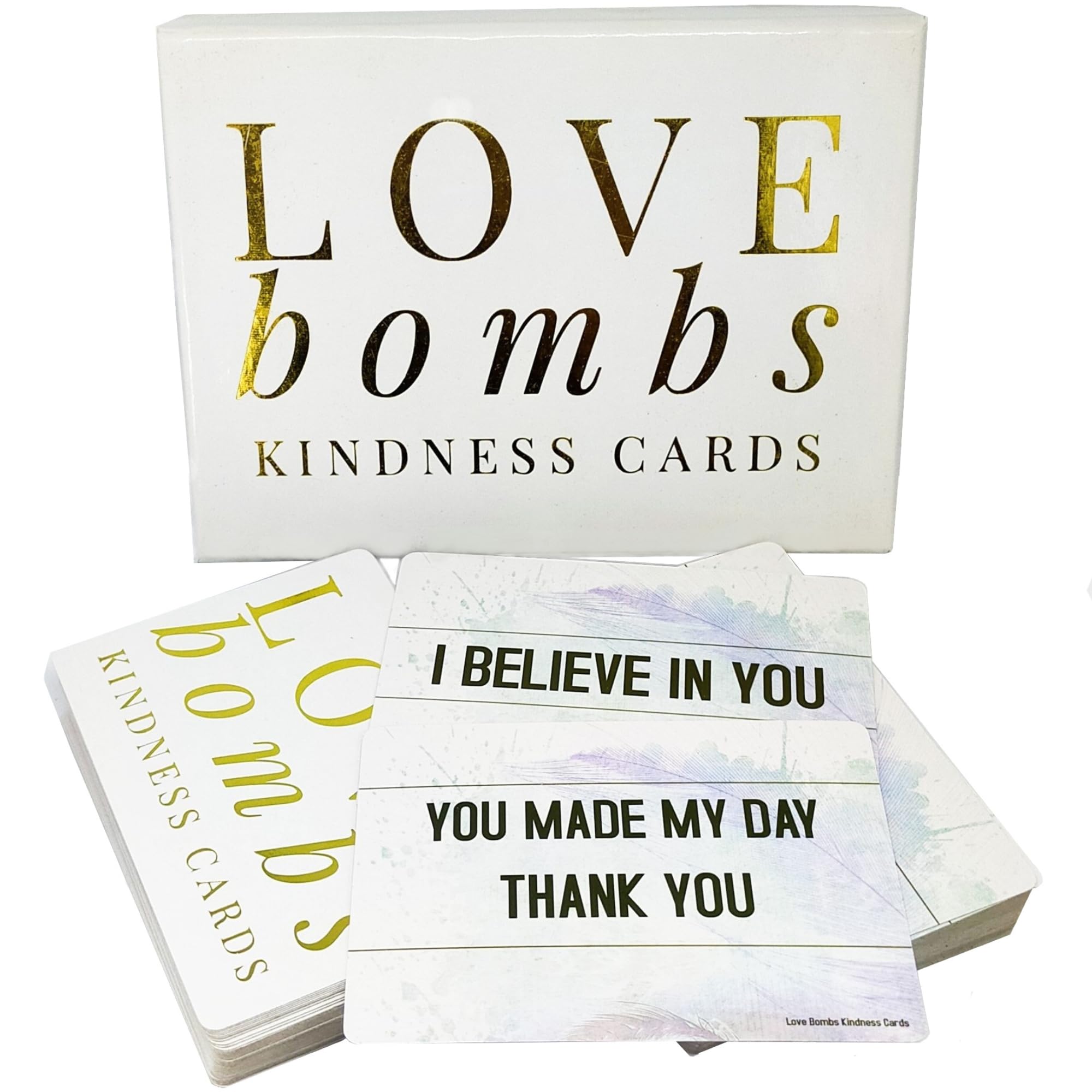 Better Me Love Bombs Kindness Cards – 111 Appreciation & Gratitude Cards, Love Notes for Him & Her, Just Because Gifts, Perfect for Valentine's Day (White & Gold)