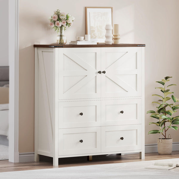 DWVO 4 Drawer Dresser - Farmhouse Chest of Drawers for Bedroom, 37