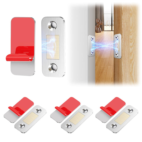 PHIXBEAR Magnetic Cabinet Door Catch, Ultra Thin Cabinet Magnet Latch, Strong Adhesive, Stainless Steel Heavy-Duty Closure for Kitchen Cupboard Drawer, Cabinet Door Magnets(4 Pack)