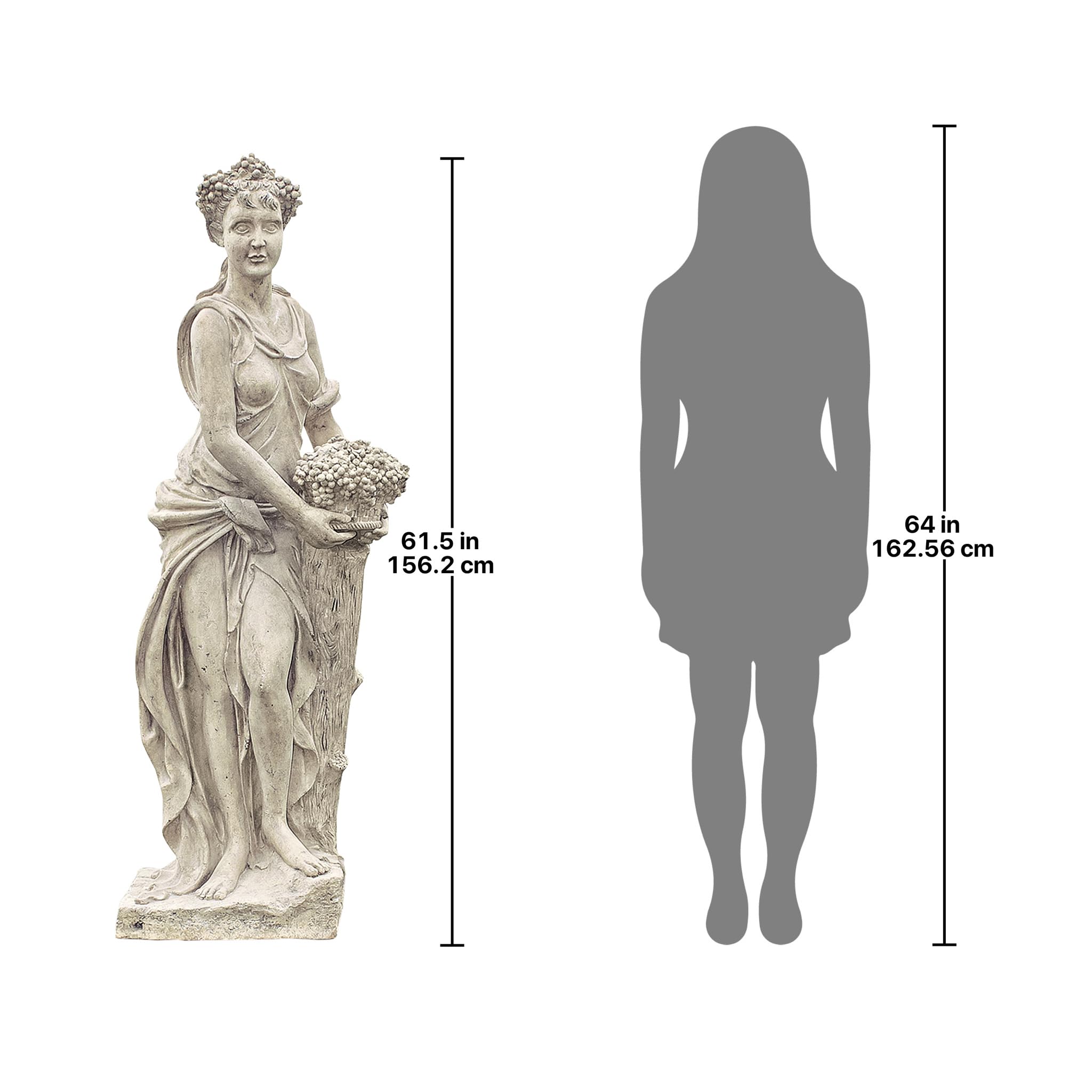 Design Toscano Autumn Fall Woman of the Four Seasons Indoor/Outdoor Garden Statue, 62 inches tall, Fiberglass Cast Stone Resin, Limestone Finish