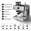 Garvee 20 Bar Espresso Machine, Espresso Maker with Grinder and Milk Frother Steam Wand, Professional Coffee Machine with 96 Oz Removable Water Tank for Cappuccino Latte, Silver