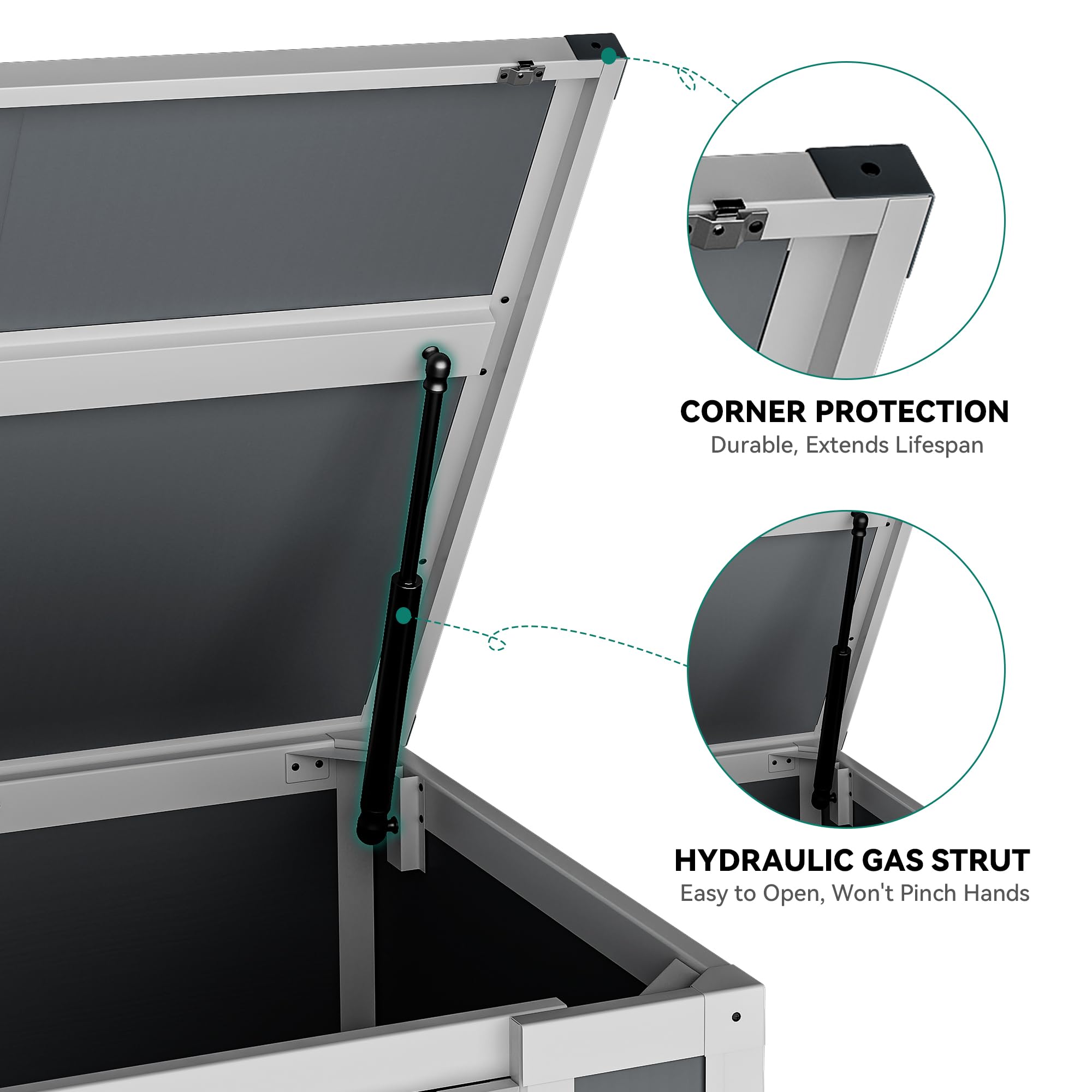 DWVO 41Cu.ft Outdoor Storage Shed w/o Shelf, 4.7x2.5 FT Horizontal Resin Tool Shed with Hydraulic Gas Rod and 3 Locks for Garden, Trash Cans, All-Weather Outdoor Storage, Lockable, Gray