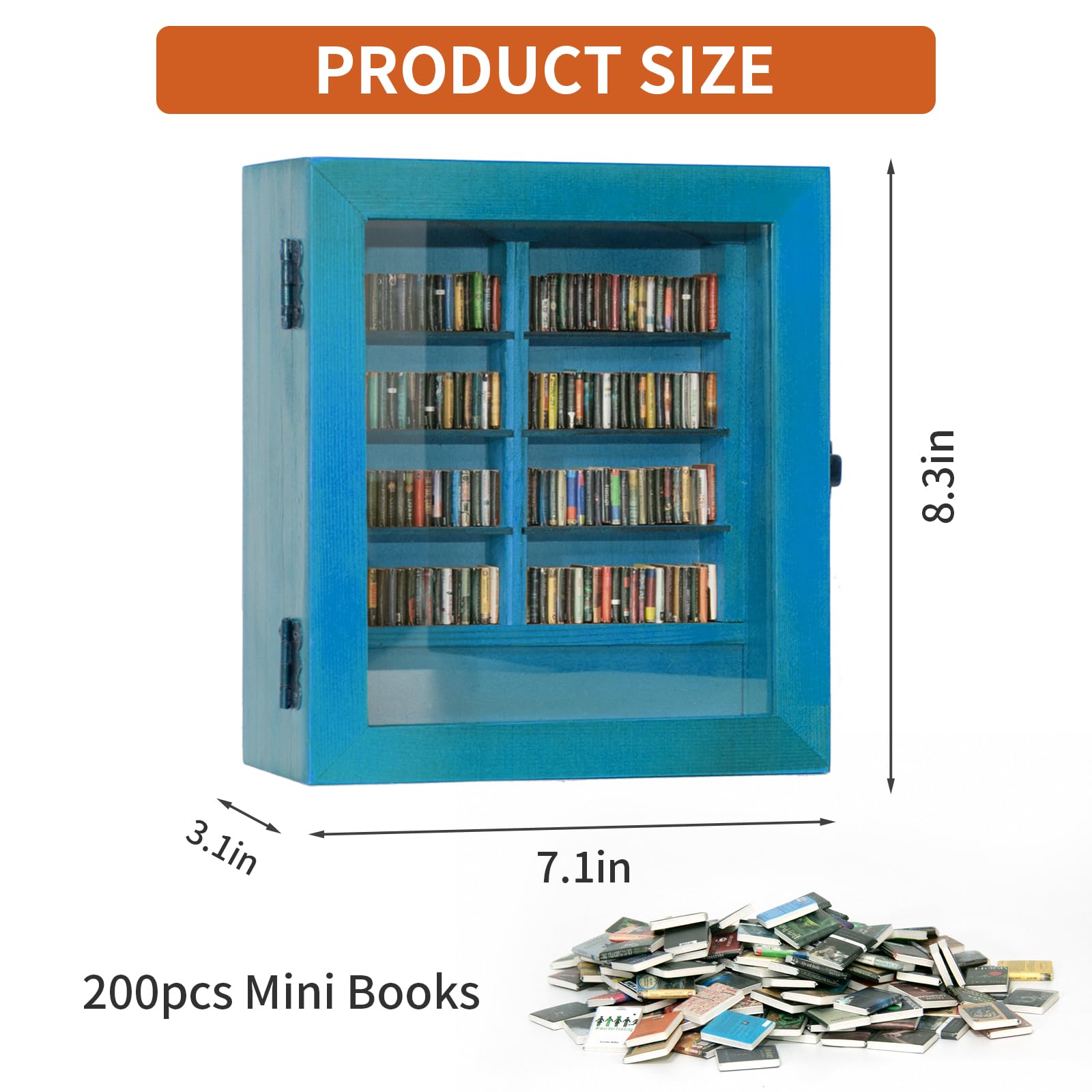 Anxiety Bookshelf for Shake Away Your Anxiety - Small Mini Display Shelf With 200Pcs Miniature Books, Funny Gifts for Lovers, Home Room Living Decor (Light Green)