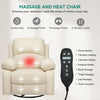 YITAHOME Oversized Rocker Recliner Chair with Heat and Massage, Lazy Boy Recliner with Overstuffed Armrest, Rocking Function and Side Pocket, Faux Leather Manual Reclining Chair for Living Room,Biege2