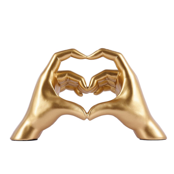 Gold Heart Hands Sculpture, heart hands statue, Modern Hand Decor, Aesthetic Home Decor for Living Room Bedroom Bookshelf Coffee Table, Unique Birthday for Women Girls Sisters Girlfriend Mom Teacher