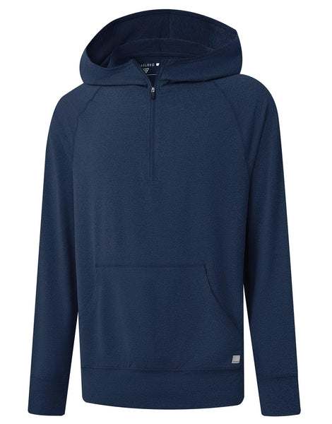 M MAELREG Men's Fashion Hoodies & Sweatshirts Kangaroo Pocket Performance Golf Hooded Quarter Zip Pullover Men Cobalt Heather