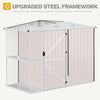 DWVO 8 x 4 ft Outdoor Storage Shed with 2-Tier Shelf, Metal Tool Shed & Garden Storage Cabinet for Backyard, Patio, Equipment & Bike, Brown
