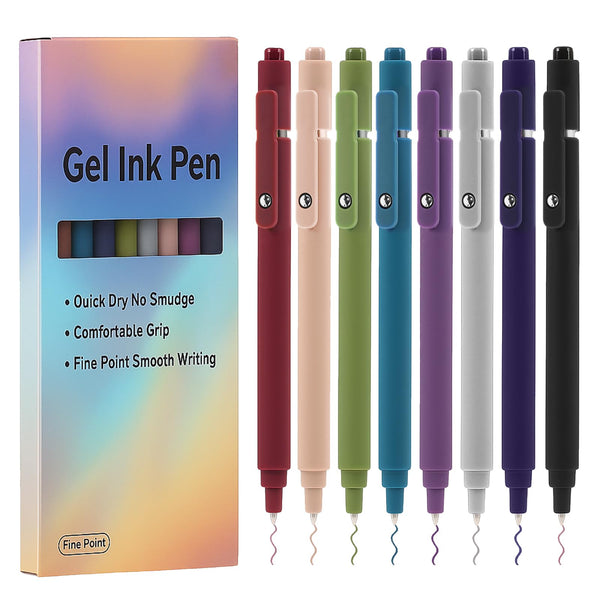 Thboxes 8Pcs Gel Pens for Journaling, 0.5mm Fine Tip Retractable Colored Pens - Smooth Writing for Note Taking, Office & School Supplies, Journaling Supplies for Women Teachers Kids